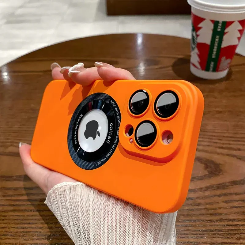 LuxuryKase Plain Hard PC Logo Cut Phone Case with Camera Lens Protector, Compatible with Mag-safe, Wireless Charging, and Magnetic Attachments For Iphone - Image 8