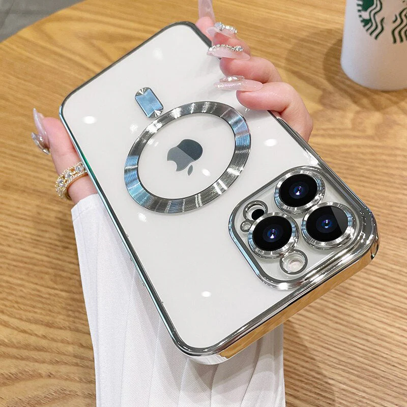 LuxuryKase Plating Magnetic Soft Cover with Camera Lens Protector, Compatible with Magsafe, Wireless Charging, and Magnetic Attachments - Image 11
