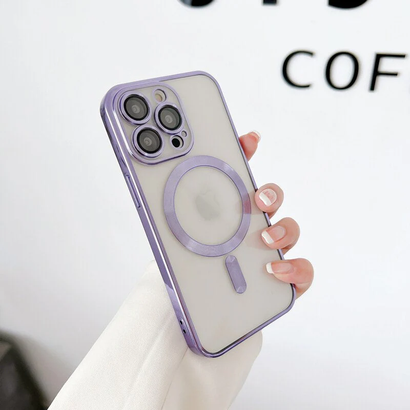 LuxuryKase Plating Magnetic Soft Cover with Camera Lens Protector, Compatible with Magsafe, Wireless Charging, and Magnetic Attachments - Image 13