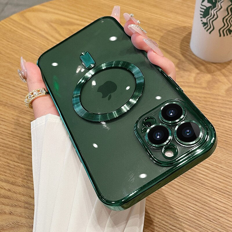 LuxuryKase Plating Magnetic Soft Cover with Camera Lens Protector, Compatible with Magsafe, Wireless Charging, and Magnetic Attachments - Image 15