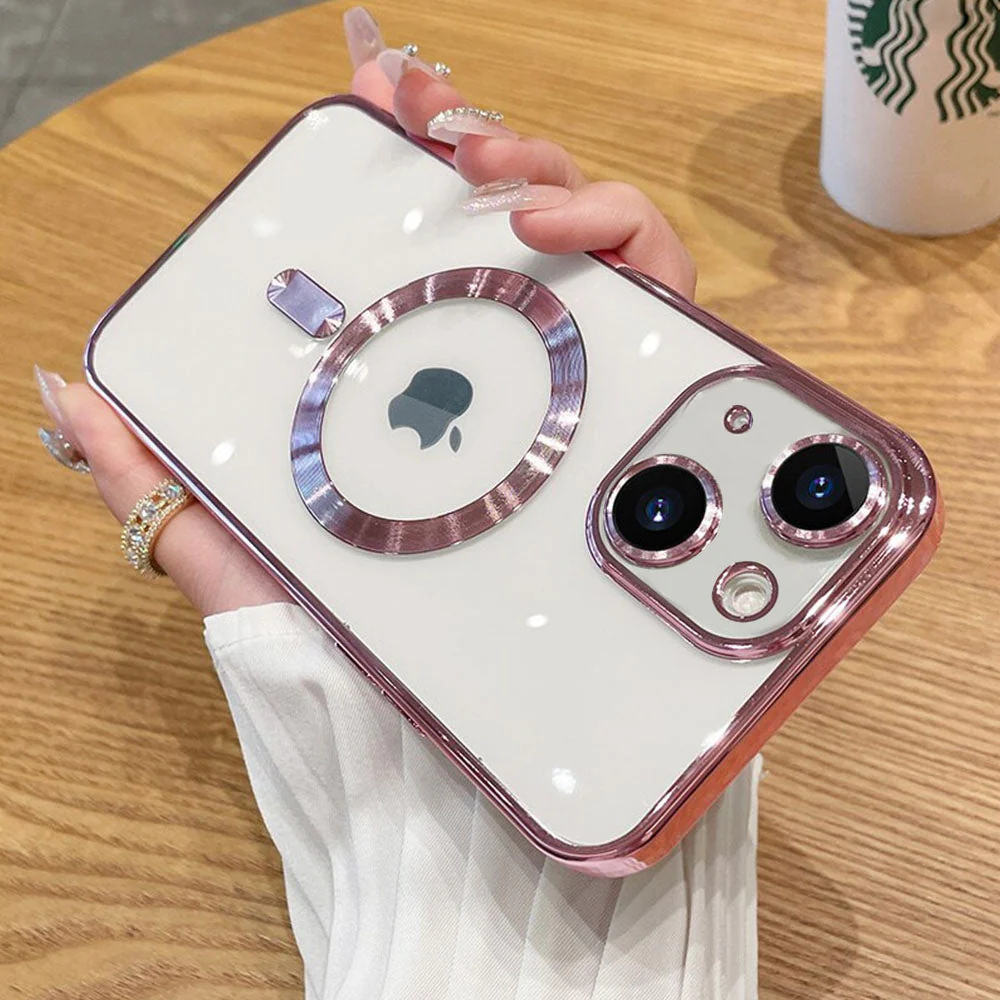 LuxuryKase Plating Magnetic Soft Cover with Camera Lens Protector, Compatible with Magsafe, Wireless Charging, and Magnetic Attachments - Image 24