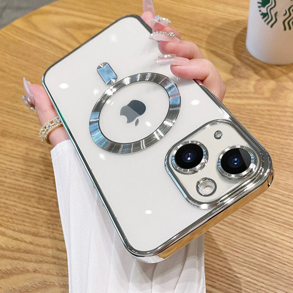 LuxuryKase Plating Magnetic Soft Cover with Camera Lens Protector, Compatible with Magsafe, Wireless Charging, and Magnetic Attachments - Image 26