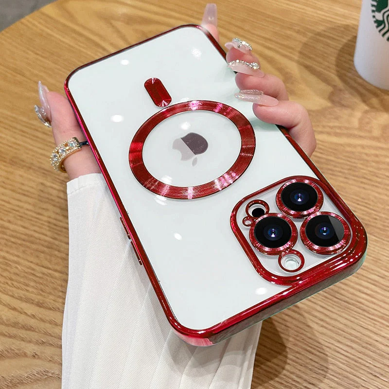 LuxuryKase Plating Magnetic Soft Cover with Camera Lens Protector, Compatible with Magsafe, Wireless Charging, and Magnetic Attachments - Image 29