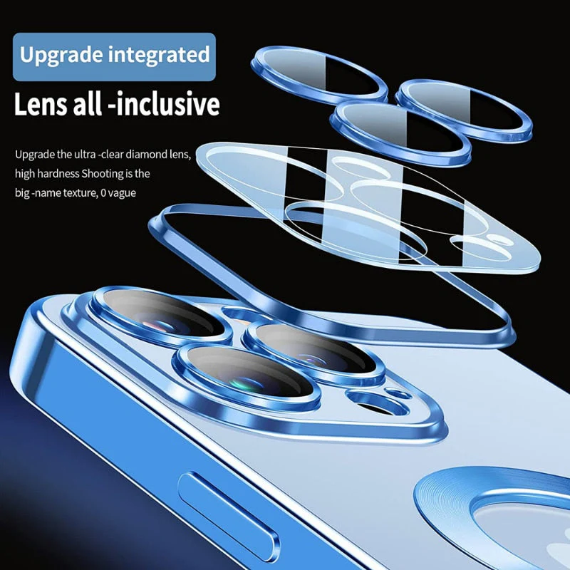 LuxuryKase Plating Magnetic Soft Cover with Camera Lens Protector, Compatible with Magsafe, Wireless Charging, and Magnetic Attachments - Image 3