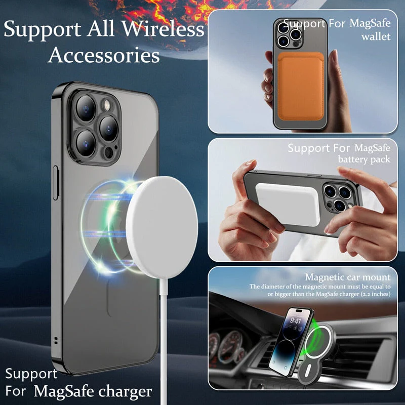 LuxuryKase Plating Magnetic Soft Cover with Camera Lens Protector, Compatible with Magsafe, Wireless Charging, and Magnetic Attachments - Image 4
