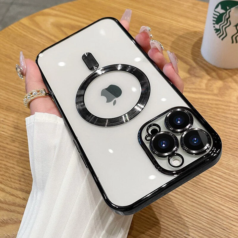 LuxuryKase Plating Magnetic Soft Cover with Camera Lens Protector, Compatible with Magsafe, Wireless Charging, and Magnetic Attachments - Image 6