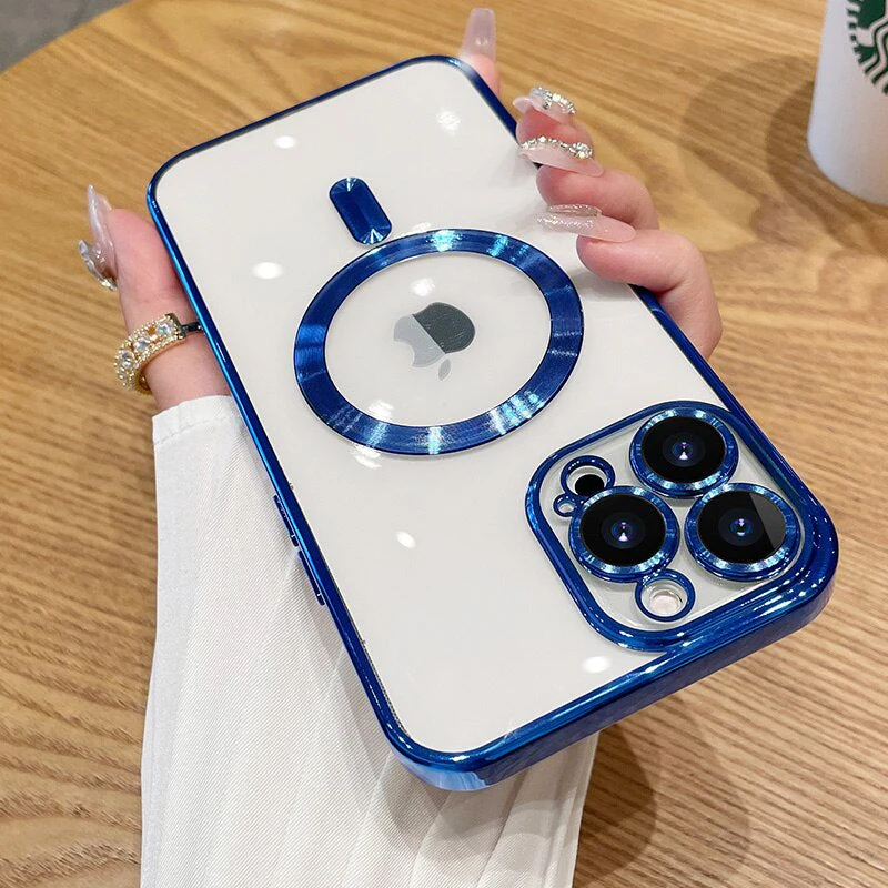 LuxuryKase Plating Magnetic Soft Cover with Camera Lens Protector, Compatible with Magsafe, Wireless Charging, and Magnetic Attachments - Image 7