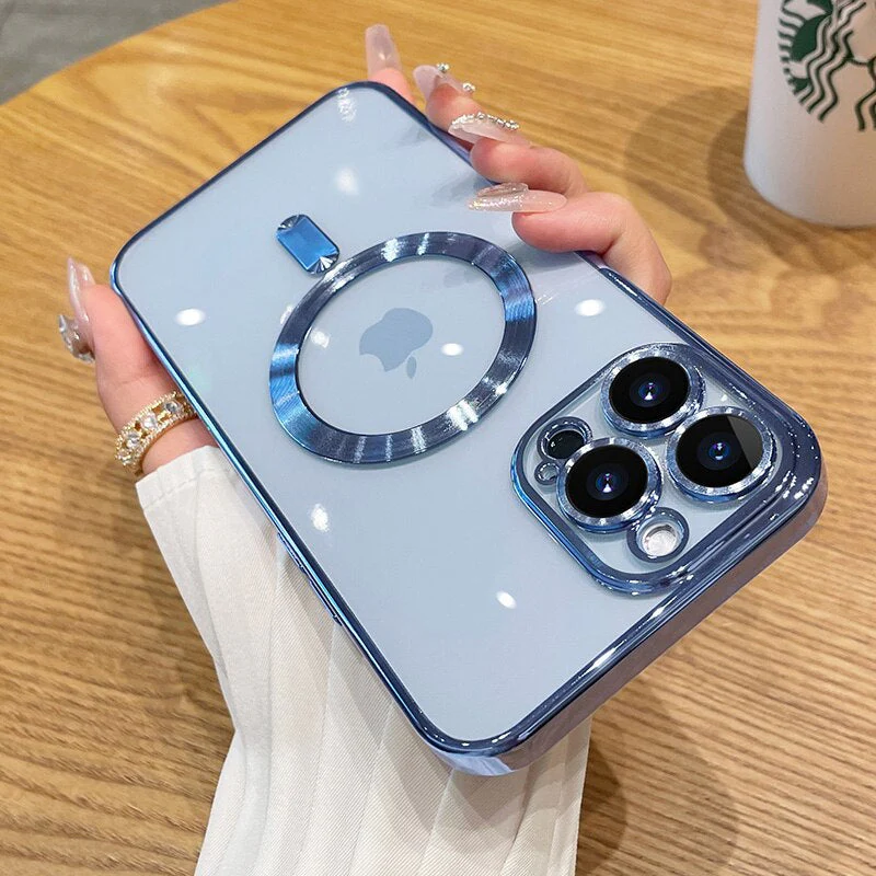 LuxuryKase Plating Magnetic Soft Cover with Camera Lens Protector, Compatible with Magsafe, Wireless Charging, and Magnetic Attachments - Image 8