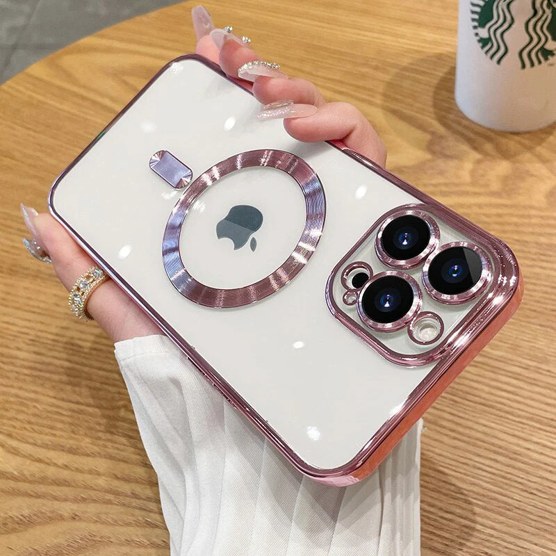 LuxuryKase Plating Magnetic Soft Cover with Camera Lens Protector, Compatible with Magsafe, Wireless Charging, and Magnetic Attachments For Iphone - Image 11