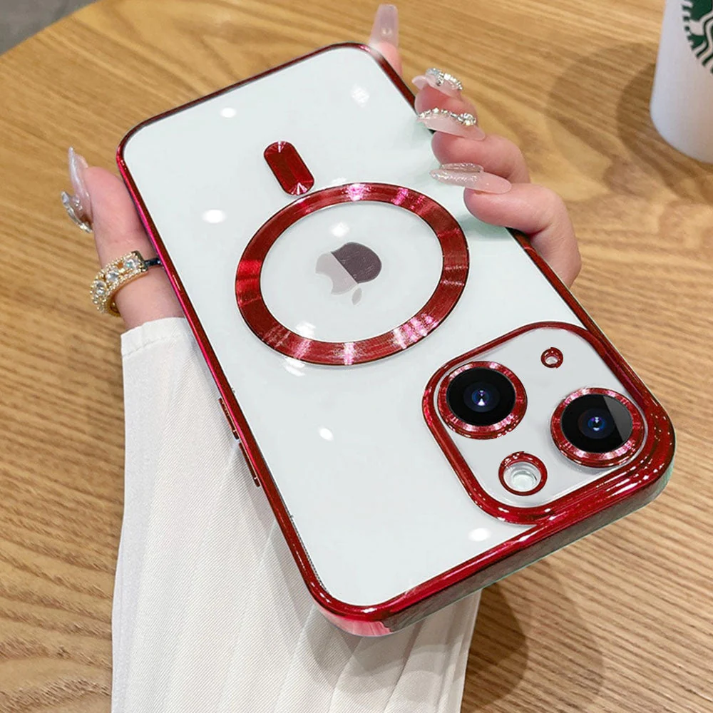 LuxuryKase Plating Magnetic Soft Cover with Camera Lens Protector, Compatible with Magsafe, Wireless Charging, and Magnetic Attachments For Iphone - Image 14