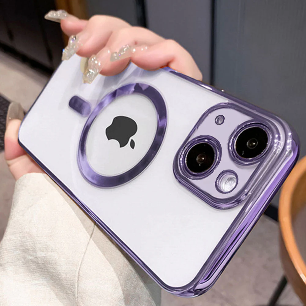 LuxuryKase Plating Magnetic Soft Cover with Camera Lens Protector, Compatible with Magsafe, Wireless Charging, and Magnetic Attachments For Iphone - Image 16