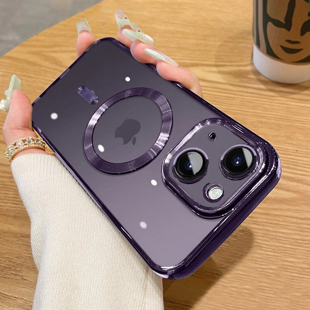LuxuryKase Plating Magnetic Soft Cover with Camera Lens Protector, Compatible with Magsafe, Wireless Charging, and Magnetic Attachments For Iphone - Image 18