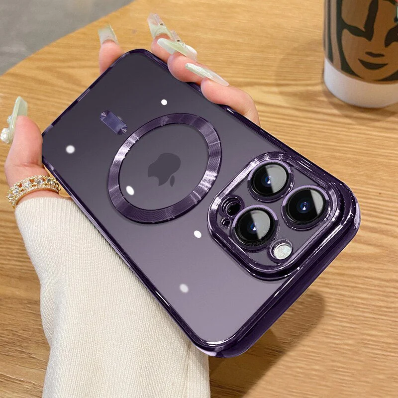 LuxuryKase Plating Magnetic Soft Cover with Camera Lens Protector, Compatible with Magsafe, Wireless Charging, and Magnetic Attachments For Iphone - Image 19