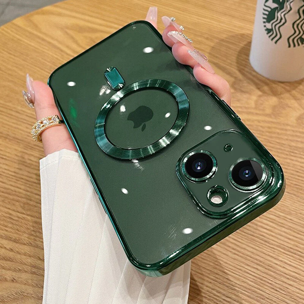 LuxuryKase Plating Magnetic Soft Cover with Camera Lens Protector, Compatible with Magsafe, Wireless Charging, and Magnetic Attachments For Iphone - Image 20