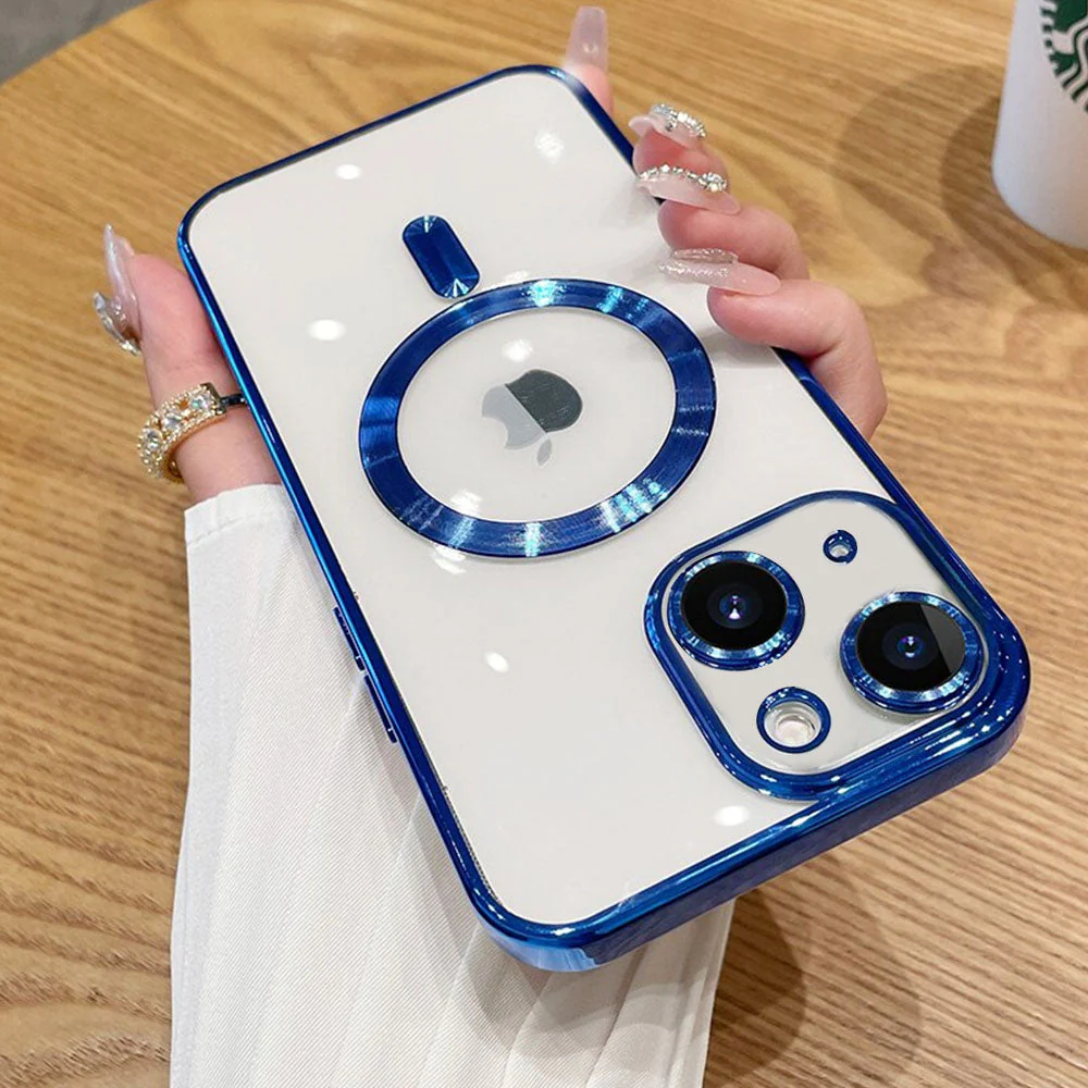 LuxuryKase Plating Magnetic Soft Cover with Camera Lens Protector, Compatible with Magsafe, Wireless Charging, and Magnetic Attachments For Iphone - Image 4