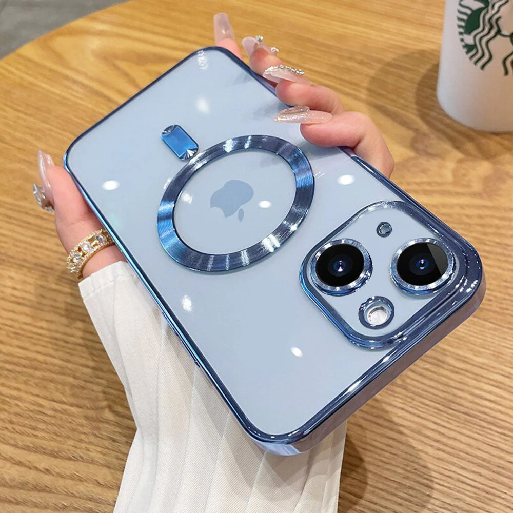 LuxuryKase Plating Magnetic Soft Cover with Camera Lens Protector, Compatible with Magsafe, Wireless Charging, and Magnetic Attachments For Iphone - Image 6