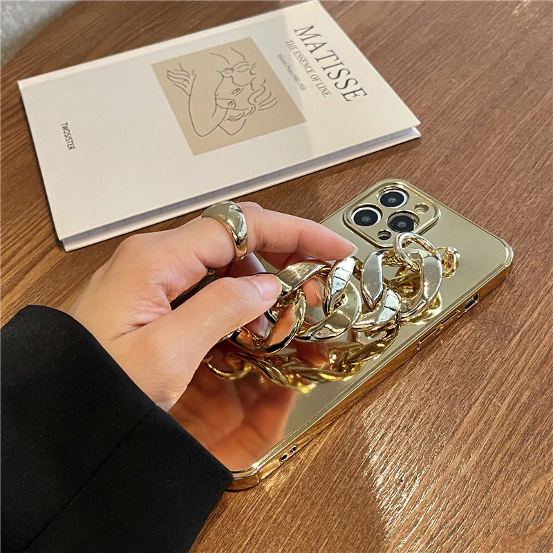 LuxuryKase Plating Mirror Metal Chain Bracelet Case For Iphone 11 12 13 14 Plus Mini Pro Max - Image 5