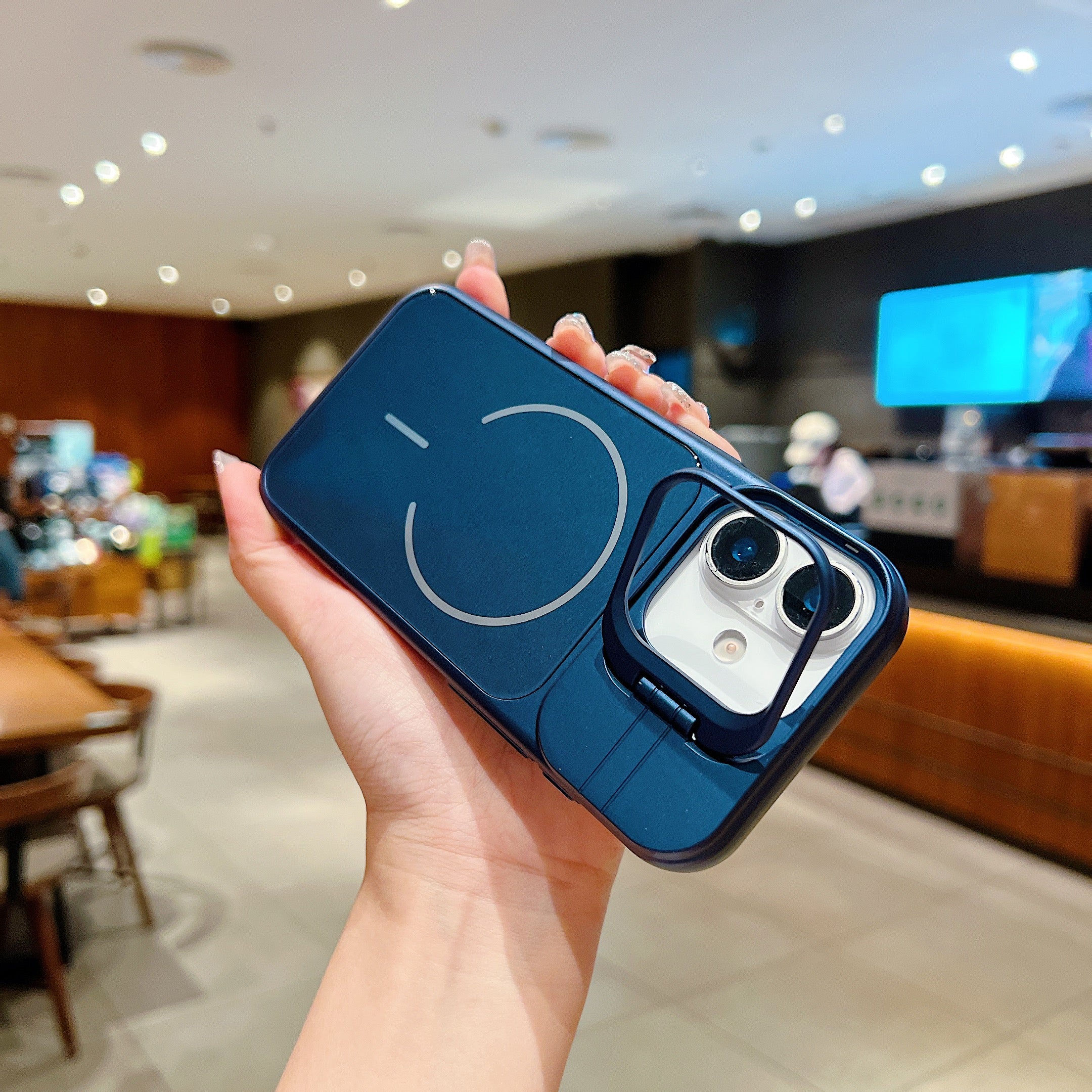 LuxuryKase Premium Glass Case | Built-in Camera Stand | Hard PC & Glass | MagSafe Compatible | Raised Edges for Camera & Screen Protection | Shockproof Design For iPhone - Image 24