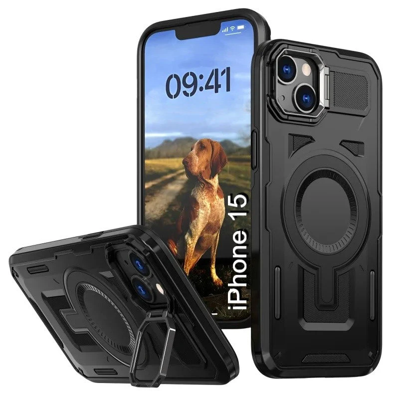 LuxuryKase Rugged Shockproof Magnetic Case with Kickstand | Dual Layer TPU+PC Protection | Mag-Safe Compatible | Camera Guard | Extreme Drop Resistance For iPhone Series - Image 14