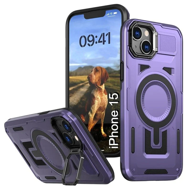 LuxuryKase Rugged Shockproof Magnetic Case with Kickstand | Dual Layer TPU+PC Protection | Mag-Safe Compatible | Camera Guard | Extreme Drop Resistance For iPhone Series - Image 17
