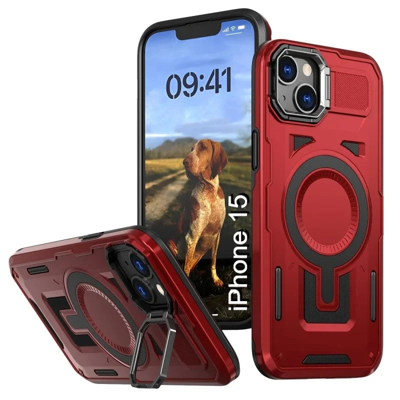 LuxuryKase Rugged Shockproof Magnetic Case with Kickstand | Dual Layer TPU+PC Protection | Mag-Safe Compatible | Camera Guard | Extreme Drop Resistance For iPhone Series - Image 18