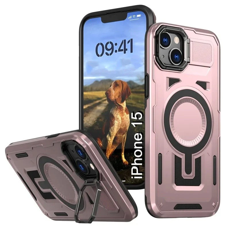 LuxuryKase Rugged Shockproof Magnetic Case with Kickstand | Dual Layer TPU+PC Protection | Mag-Safe Compatible | Camera Guard | Extreme Drop Resistance For iPhone Series - Image 19