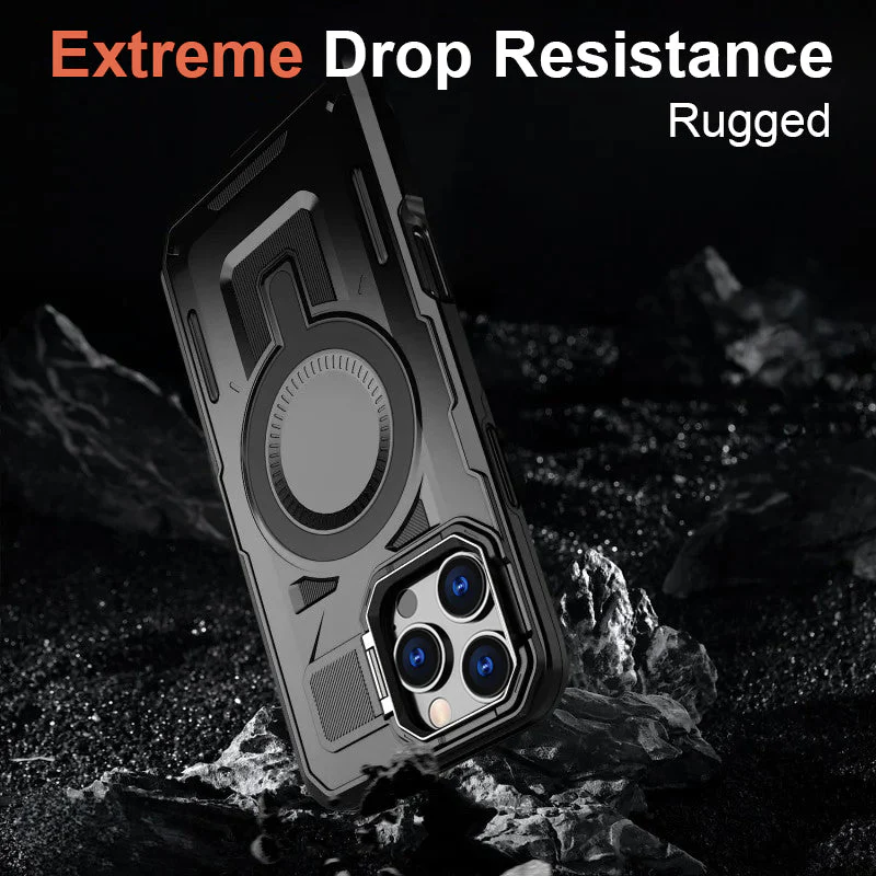 LuxuryKase Rugged Shockproof Magnetic Case with Kickstand | Dual Layer TPU+PC Protection | Mag-Safe Compatible | Camera Guard | Extreme Drop Resistance For iPhone Series - Image 2