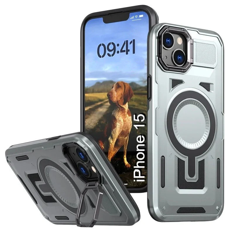 LuxuryKase Rugged Shockproof Magnetic Case with Kickstand | Dual Layer TPU+PC Protection | Mag-Safe Compatible | Camera Guard | Extreme Drop Resistance For iPhone Series - Image 20