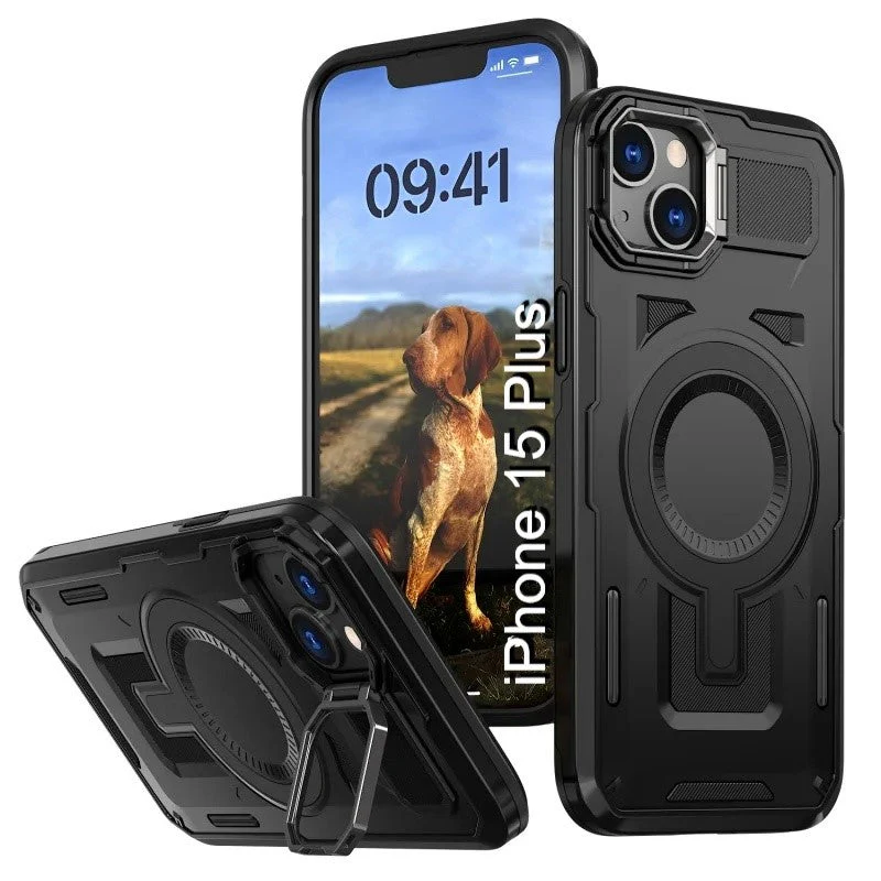LuxuryKase Rugged Shockproof Magnetic Case with Kickstand | Dual Layer TPU+PC Protection | Mag-Safe Compatible | Camera Guard | Extreme Drop Resistance For iPhone Series - Image 21