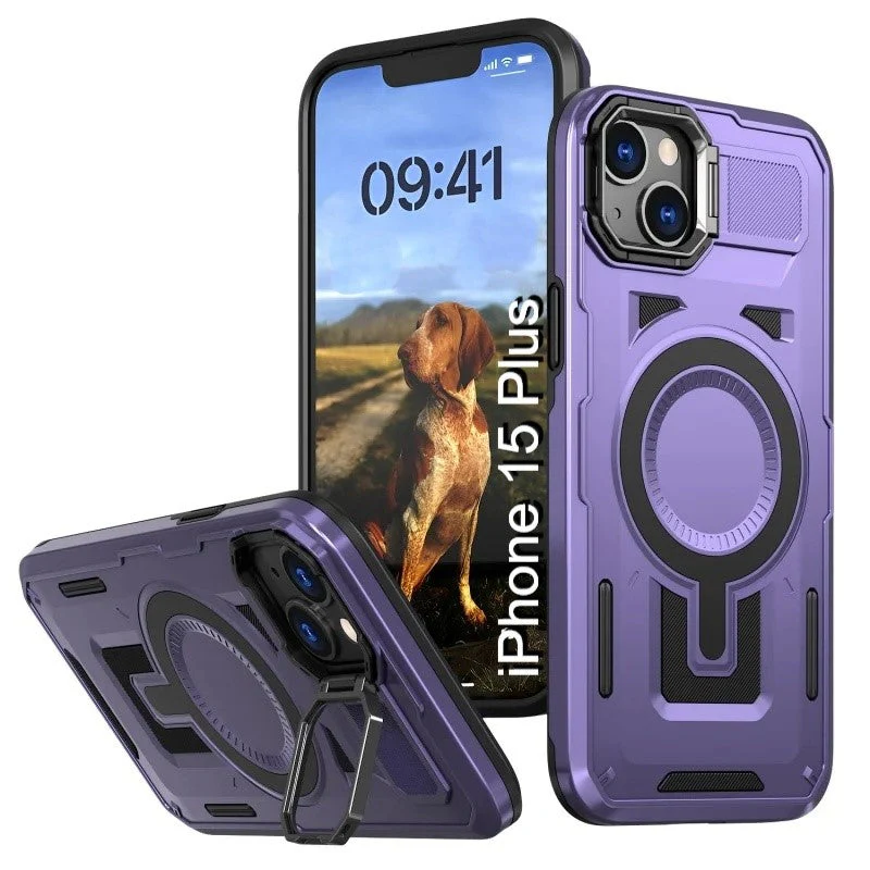 LuxuryKase Rugged Shockproof Magnetic Case with Kickstand | Dual Layer TPU+PC Protection | Mag-Safe Compatible | Camera Guard | Extreme Drop Resistance For iPhone Series - Image 24