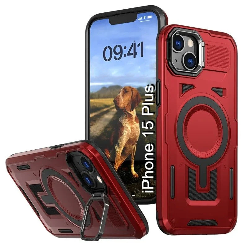 LuxuryKase Rugged Shockproof Magnetic Case with Kickstand | Dual Layer TPU+PC Protection | Mag-Safe Compatible | Camera Guard | Extreme Drop Resistance For iPhone Series - Image 25
