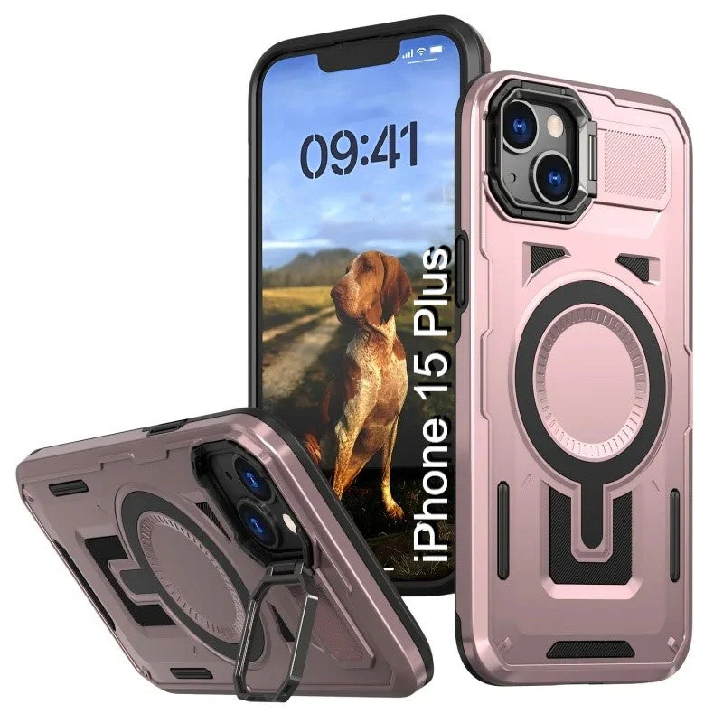 LuxuryKase Rugged Shockproof Magnetic Case with Kickstand | Dual Layer TPU+PC Protection | Mag-Safe Compatible | Camera Guard | Extreme Drop Resistance For iPhone Series - Image 26