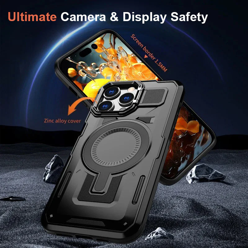 LuxuryKase Rugged Shockproof Magnetic Case with Kickstand | Dual Layer TPU+PC Protection | Mag-Safe Compatible | Camera Guard | Extreme Drop Resistance For iPhone Series - Image 3