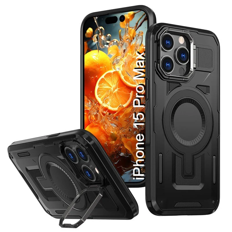 LuxuryKase Rugged Shockproof Magnetic Case with Kickstand | Dual Layer TPU+PC Protection | Mag-Safe Compatible | Camera Guard | Extreme Drop Resistance For iPhone Series - Image 35