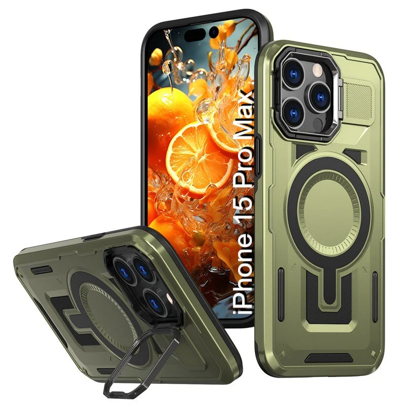 LuxuryKase Rugged Shockproof Magnetic Case with Kickstand | Dual Layer TPU+PC Protection | Mag-Safe Compatible | Camera Guard | Extreme Drop Resistance For iPhone Series - Image 37