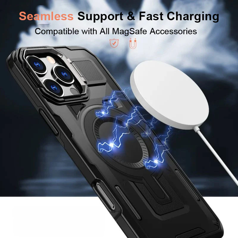 LuxuryKase Rugged Shockproof Magnetic Case with Kickstand | Dual Layer TPU+PC Protection | Mag-Safe Compatible | Camera Guard | Extreme Drop Resistance For iPhone Series - Image 5