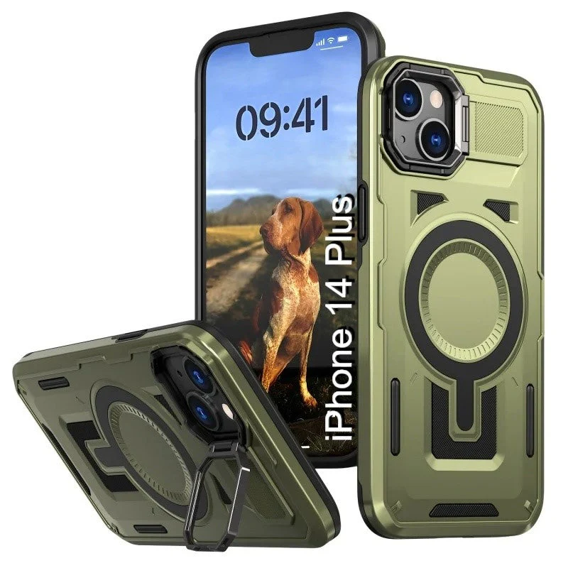 LuxuryKase Rugged Shockproof Magnetic Case with Kickstand | Dual Layer TPU+PC Protection | Mag-Safe Compatible | Camera Guard | Extreme Drop Resistance For iPhone Series - Image 9