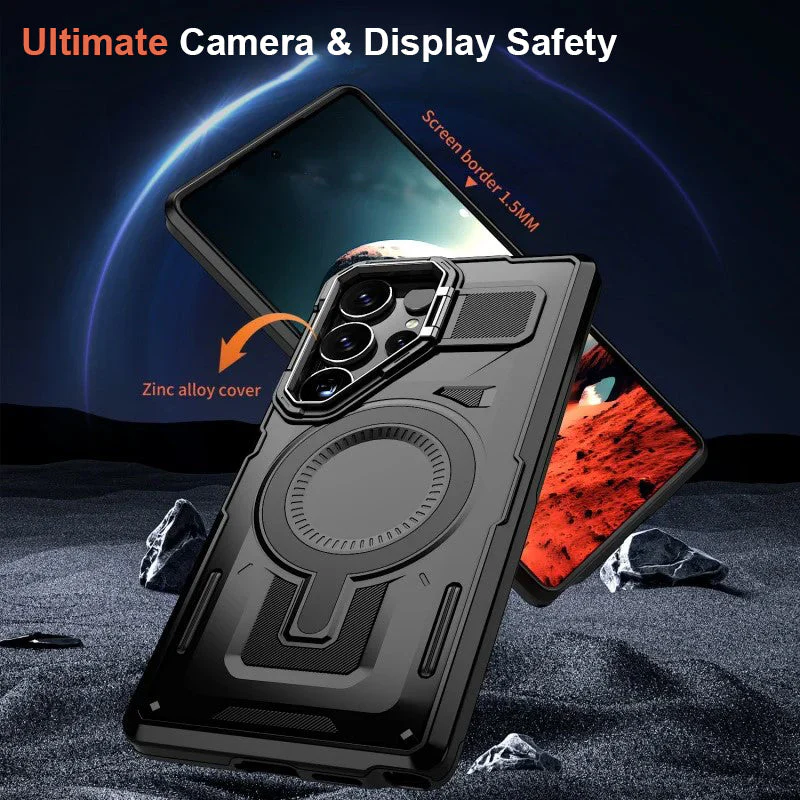 LuxuryKase Rugged Shockproof Magnetic Case with Kickstand | Dual Layer TPU+PC Protection | Mag-Safe Compatible | Camera Guard | Extreme Drop Resistance For Samsung Series - Image 3