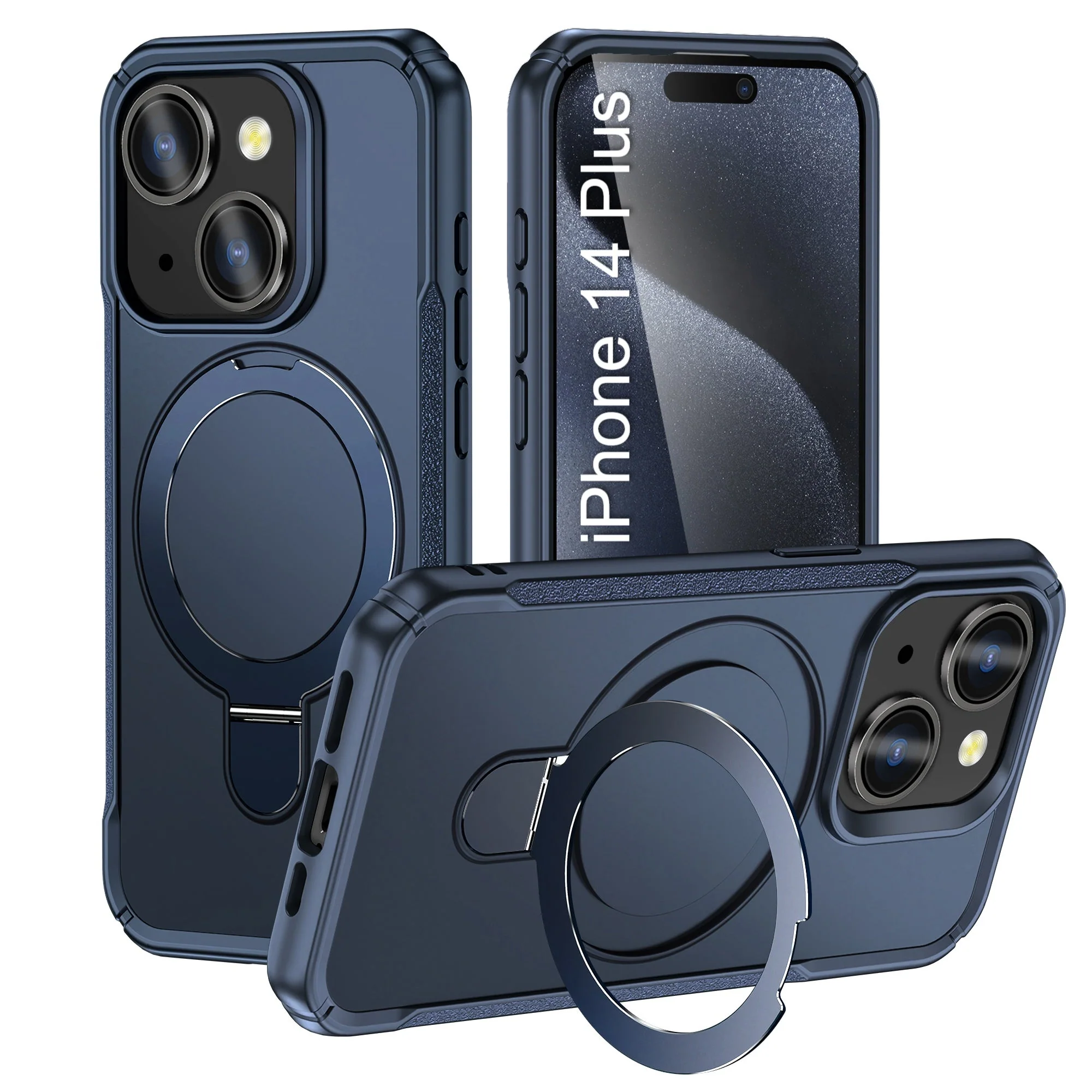 LuxuryKase Shockproof Back Cover with 90° Rotating Ring Kickstand | Mag-Safe Compatible | Rugged Armor Protection Case For iPhone Series - Image 3