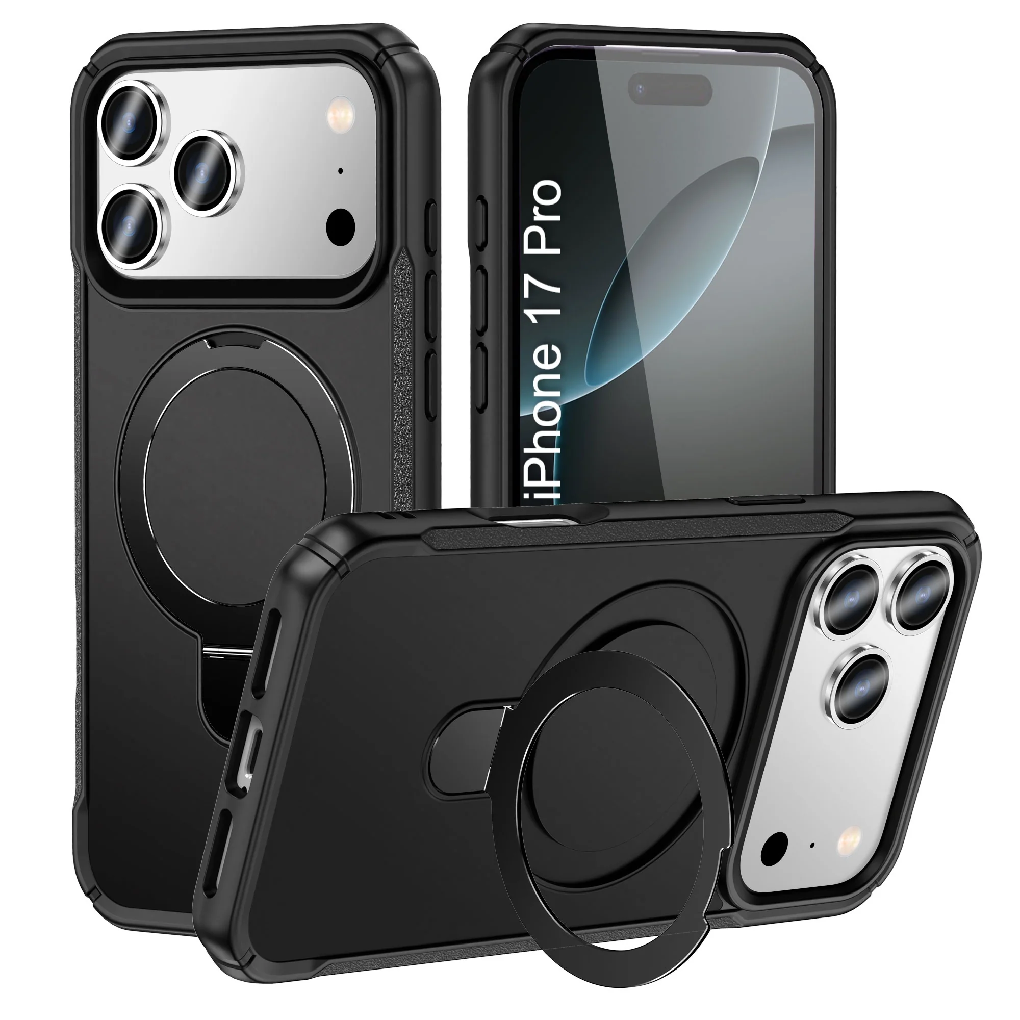 LuxuryKase Shockproof Back Cover with 90° Rotating Ring Kickstand | Mag-Safe Compatible | Rugged Armor Protection Case For iPhone Series - Image 42