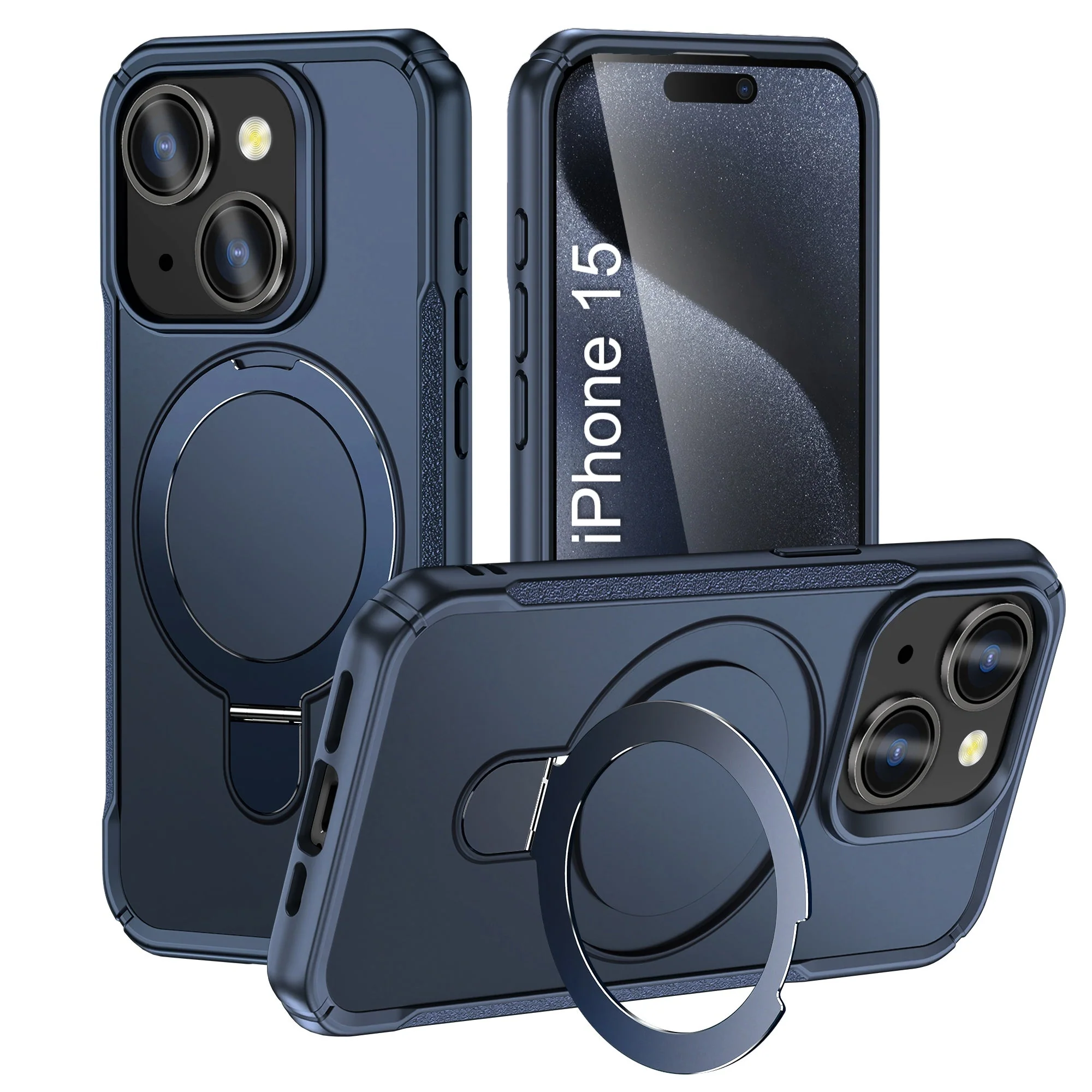 LuxuryKase Shockproof Back Cover with 90° Rotating Ring Kickstand | Mag-Safe Compatible | Rugged Armor Protection Case For iPhone Series - Image 7