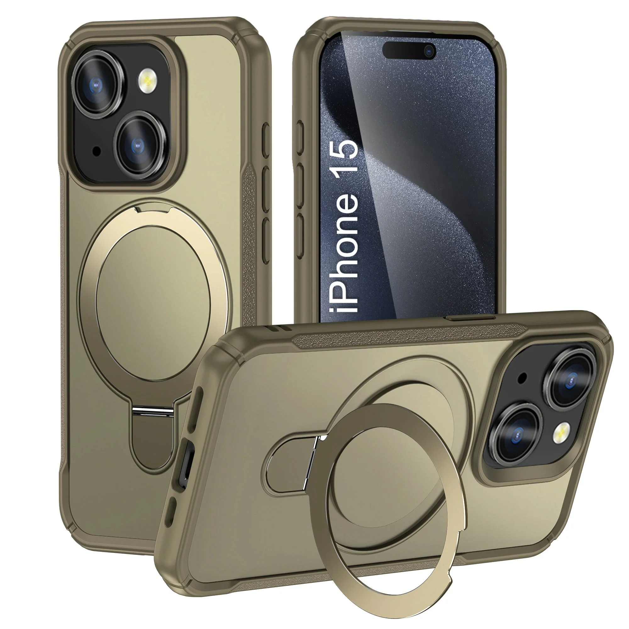 LuxuryKase Shockproof Back Cover with 90° Rotating Ring Kickstand | Mag-Safe Compatible | Rugged Armor Protection Case For iPhone Series - Image 9