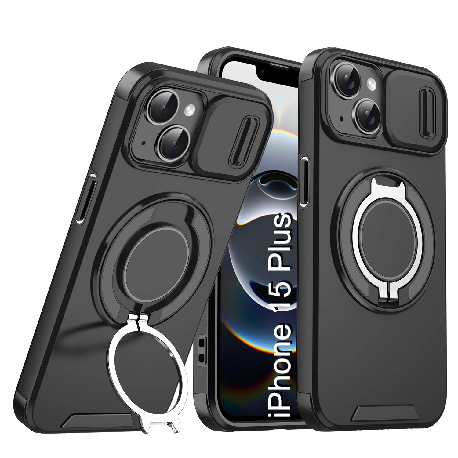 LuxuryKase Shockproof Case with Slide Camera Cover | 360° Rotating Ring Kickstand | Rugged Armour Protection For iPhone Series - Image 20