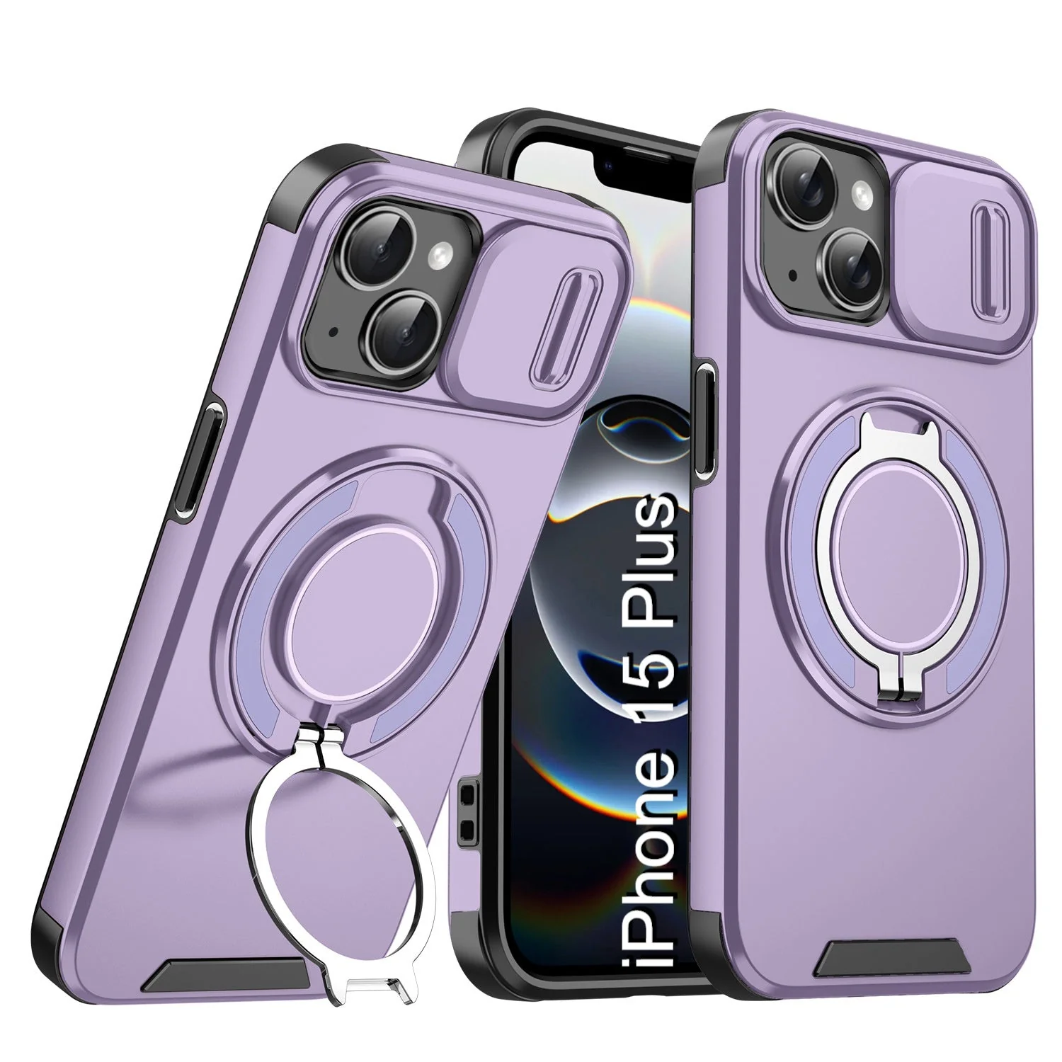 LuxuryKase Shockproof Case with Slide Camera Cover | 360° Rotating Ring Kickstand | Rugged Armour Protection For iPhone Series - Image 24