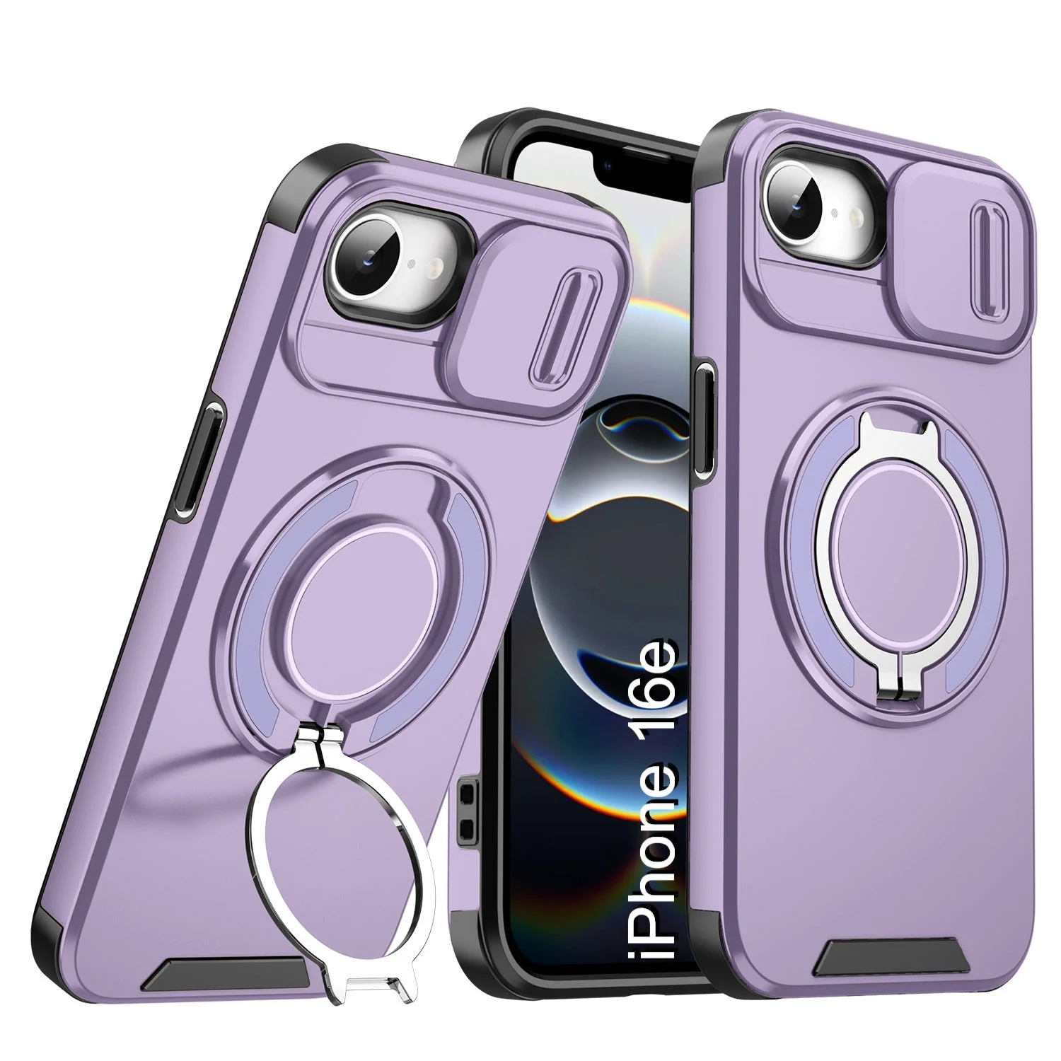 LuxuryKase Shockproof Case with Slide Camera Cover | 360° Rotating Ring Kickstand | Rugged Armour Protection For iPhone Series - Image 66