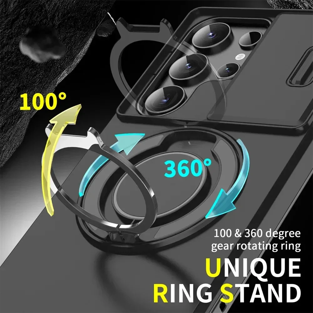 LuxuryKase Shockproof Case with Slide Camera Cover | 360° Rotating Ring Kickstand | Rugged Armour Protection For Samsung Series - Image 3