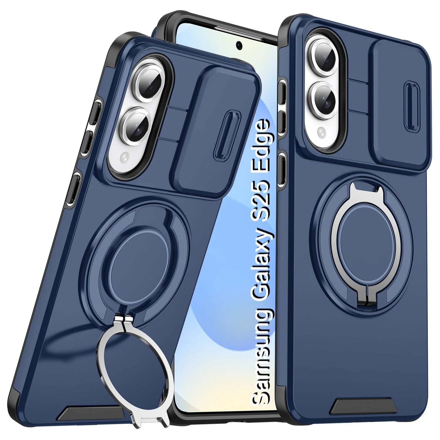 LuxuryKase Shockproof Case with Slide Camera Cover | 360° Rotating Ring Kickstand | Rugged Armour Protection For Samsung Series - Image 33
