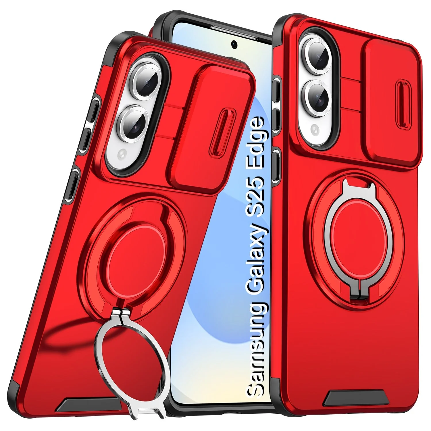 LuxuryKase Shockproof Case with Slide Camera Cover | 360° Rotating Ring Kickstand | Rugged Armour Protection For Samsung Series - Image 37