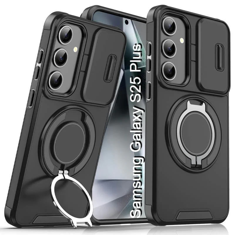 LuxuryKase Shockproof Case with Slide Camera Cover | 360° Rotating Ring Kickstand | Rugged Armour Protection For Samsung Series - Image 38