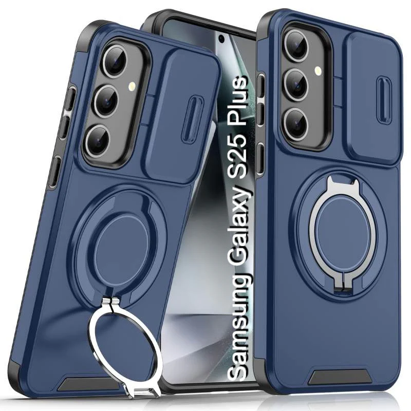 LuxuryKase Shockproof Case with Slide Camera Cover | 360° Rotating Ring Kickstand | Rugged Armour Protection For Samsung Series - Image 39